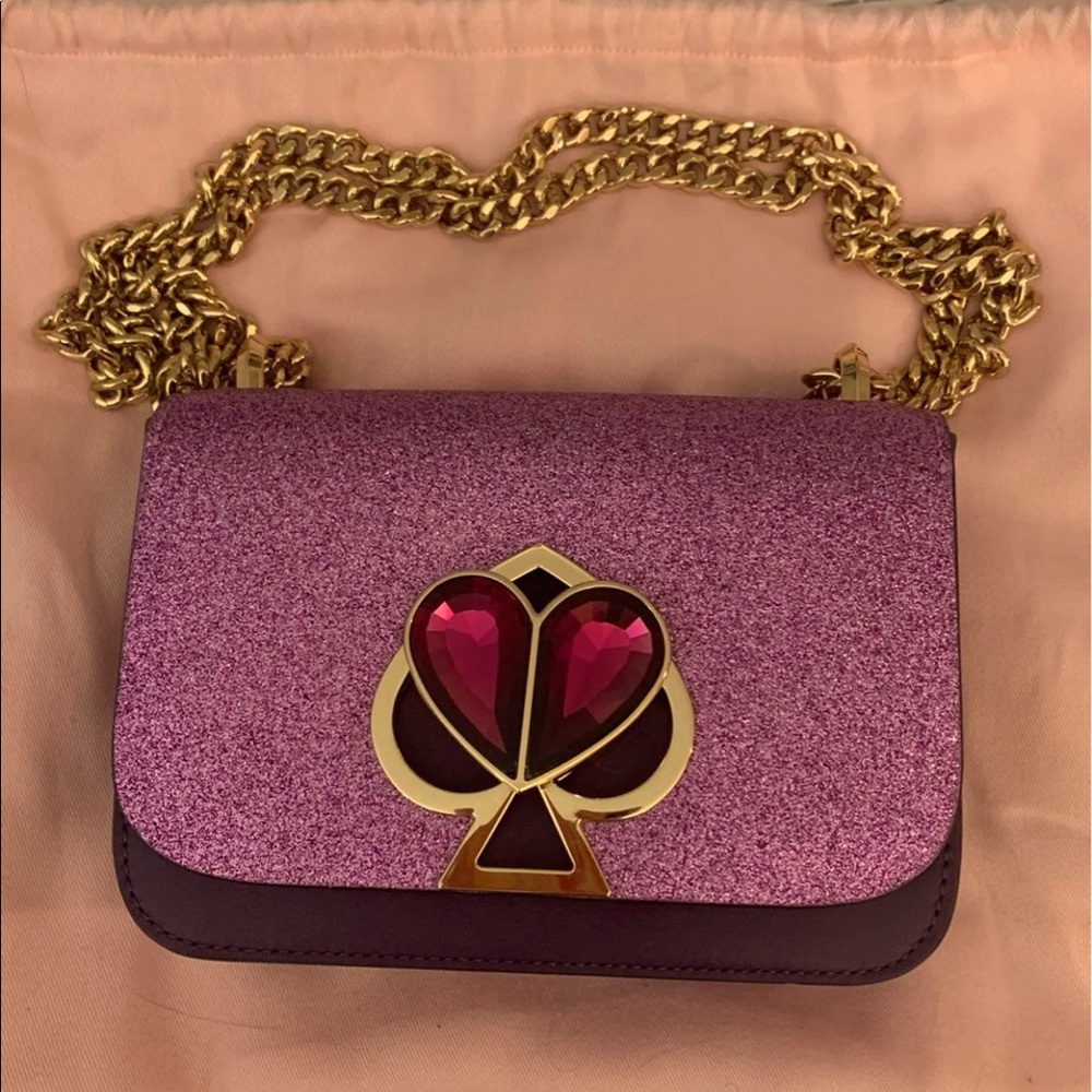 **RARE** Kate Spade Nicola Glitter Twistlock Small with convertible chain